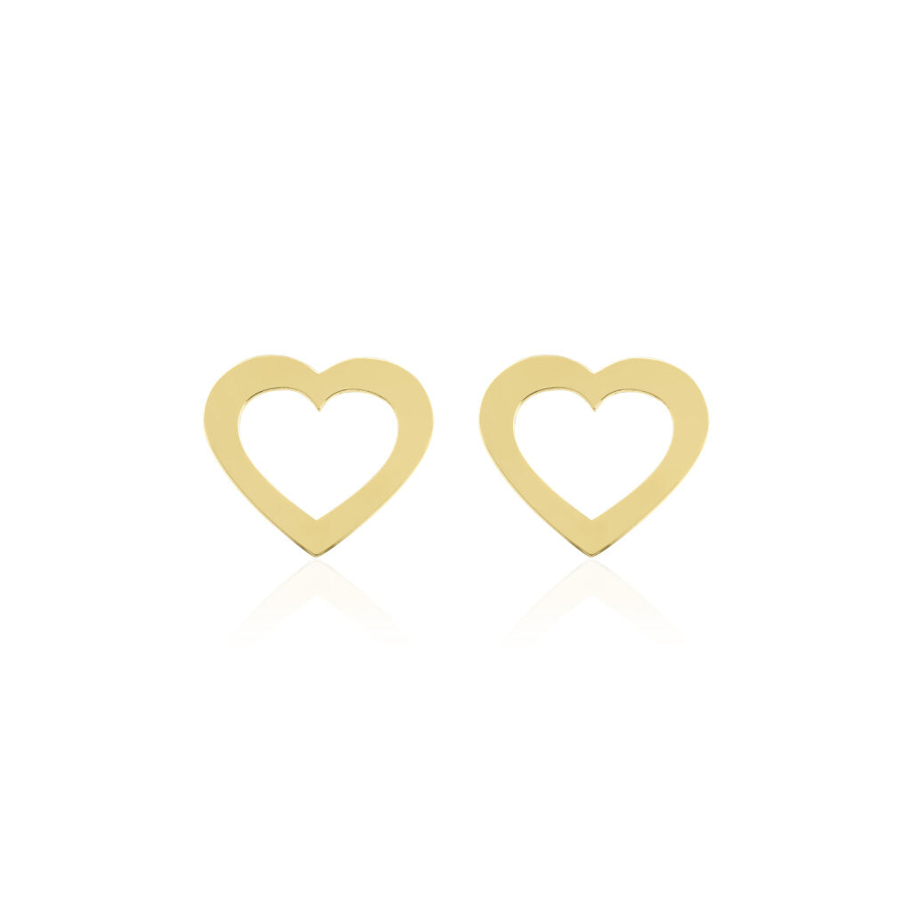 14 karaat gouden oorknop / oorbel met een open hartjes ontwerp