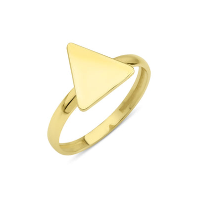 14 karaat gouden ring met een driehoek in het ontwerp.