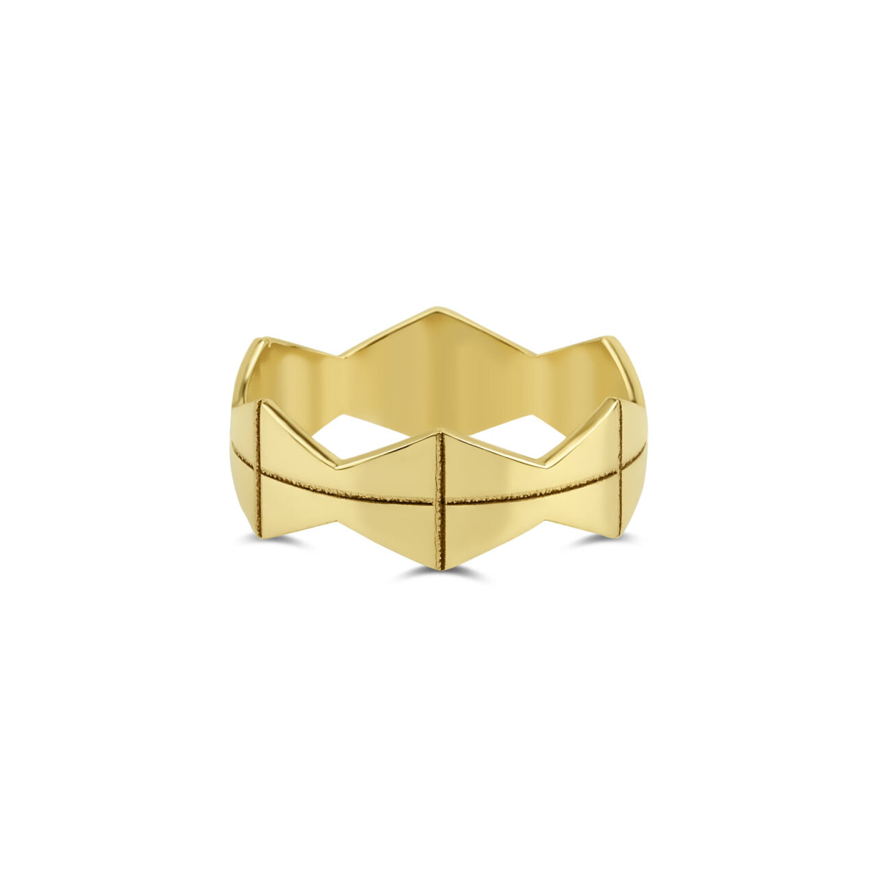 14 karaat gouden ring met ontwerp geinspireerd door een kroon