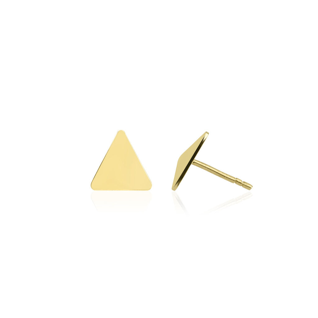 14 karaat gouden oorknop / oorbel met een driehoek ontwerp