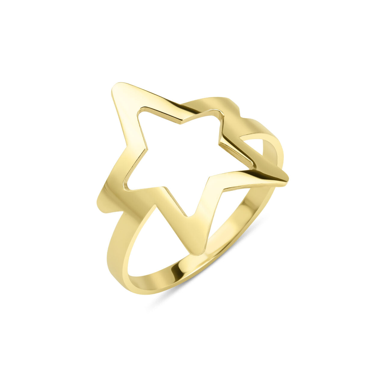 14 karaat gouden ring met een open ster in het ontwerp.