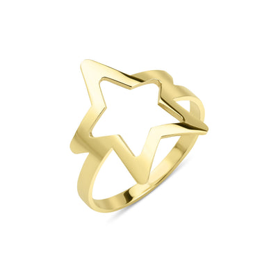 14 karaat gouden ring met een open ster in het ontwerp.