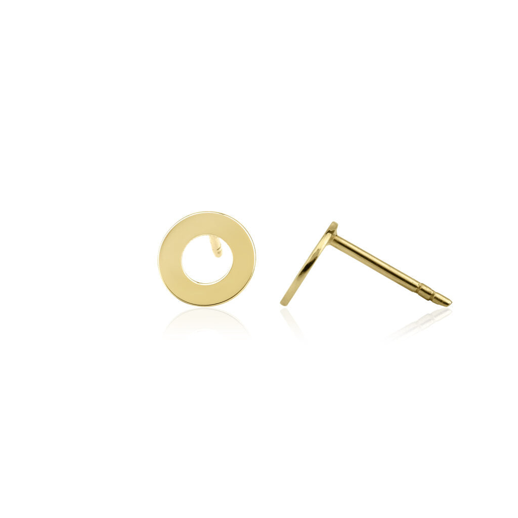 14 karaat gouden oorknop / oorbel met een open rondjes / cirkel ontwerp