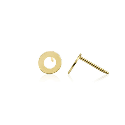 14 karaat gouden oorknop / oorbel met een open rondjes / cirkel ontwerp