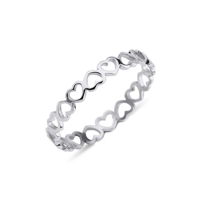 14 karaat witgouden ring met ontwerp van open hartjes