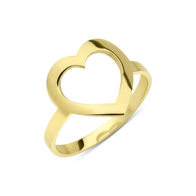 14 karaat gouden ring met een open hart in het ontwerp.