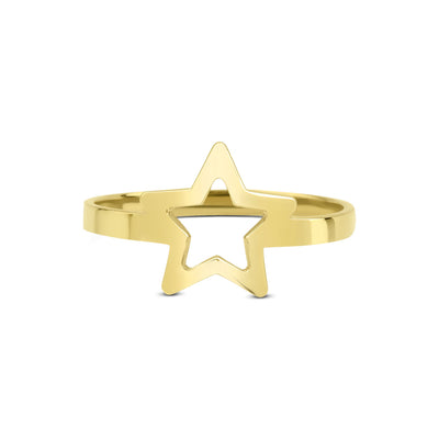 14 karaat gouden ring met een open ster in het ontwerp.