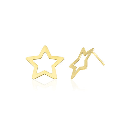 14 karaat gouden oorknop / oorbel met een open ster ontwerp