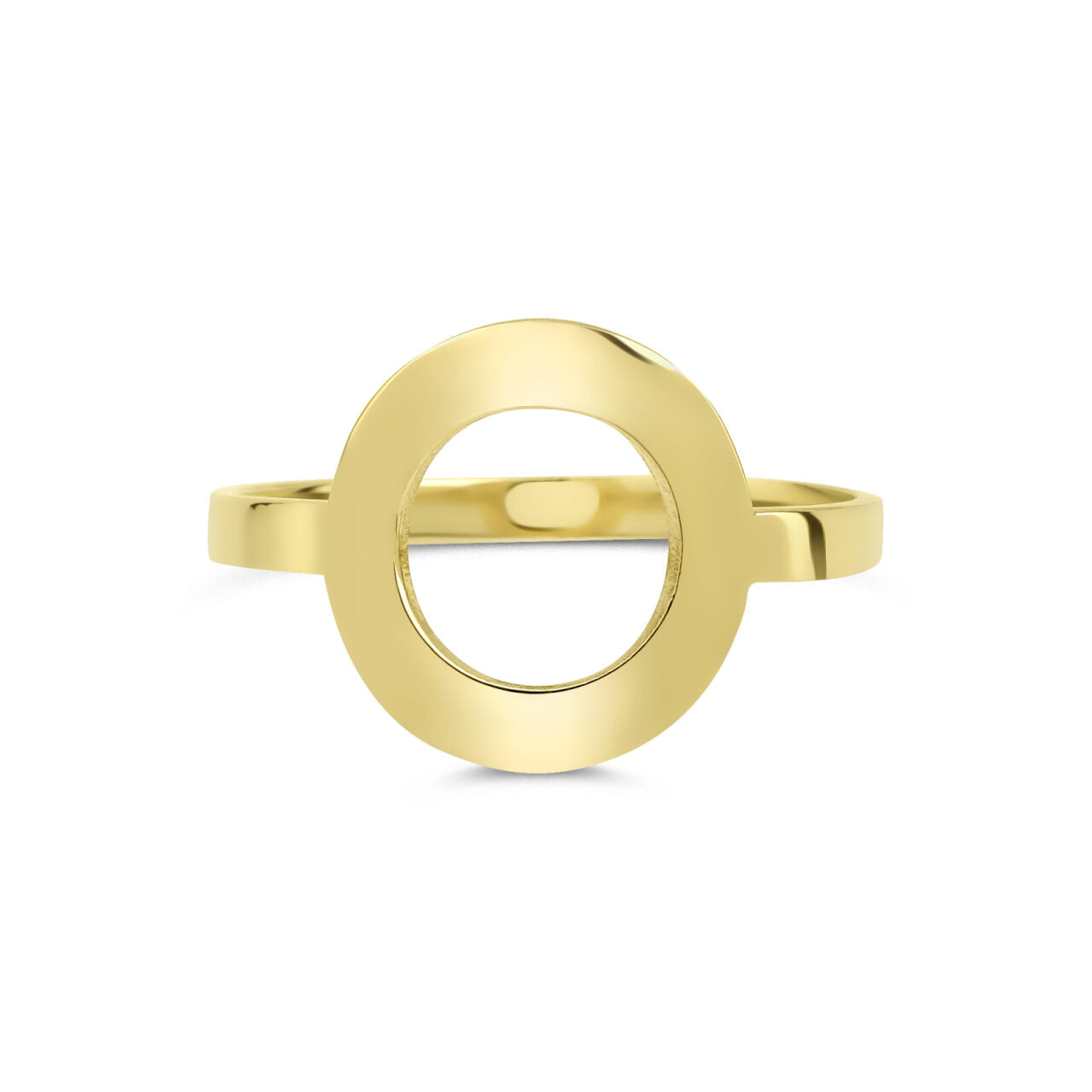 14 karaat gouden ring met een open cirkel in het ontwerp.
