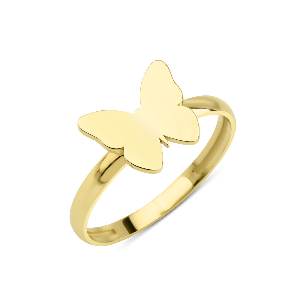 14 karaat gouden ring met een vlinder in het ontwerp.