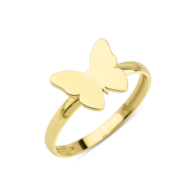 14 karaat gouden ring met een vlinder in het ontwerp.