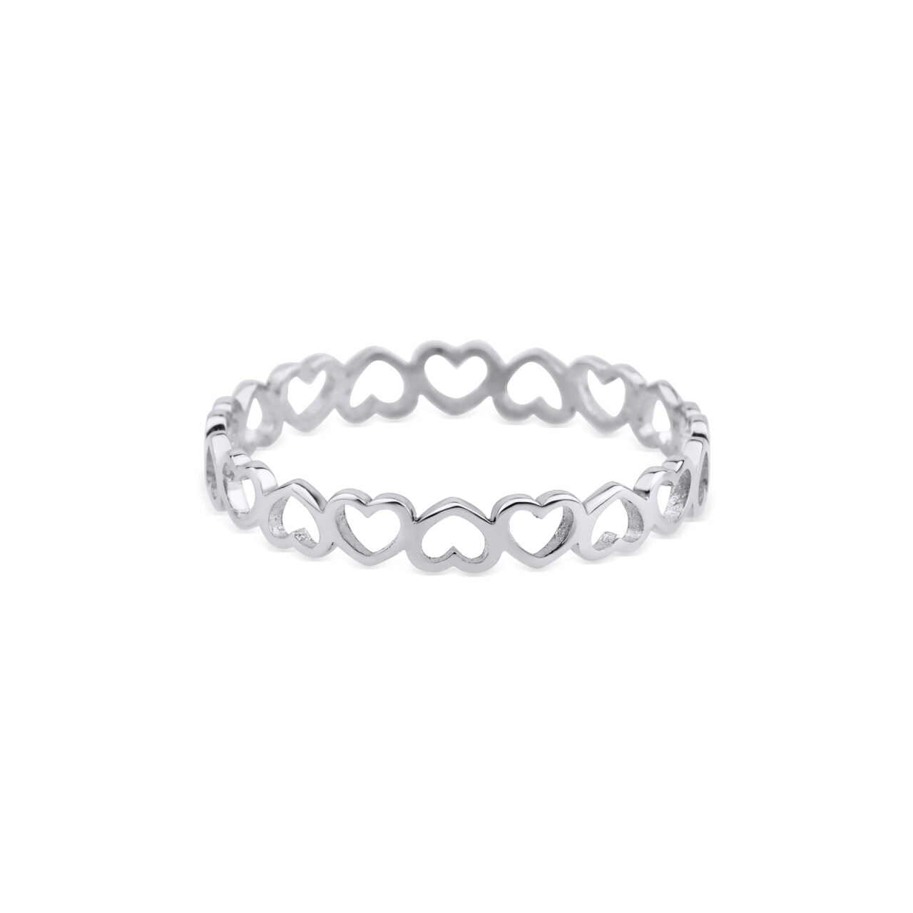 14 karaat witgouden ring met ontwerp van open hartjes