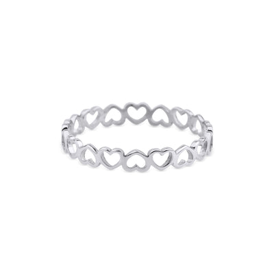 14 karaat witgouden ring met ontwerp van open hartjes