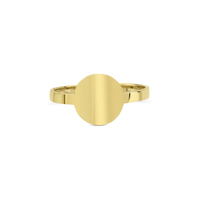 14 karaat gouden ring met een rondje in het ontwerp.