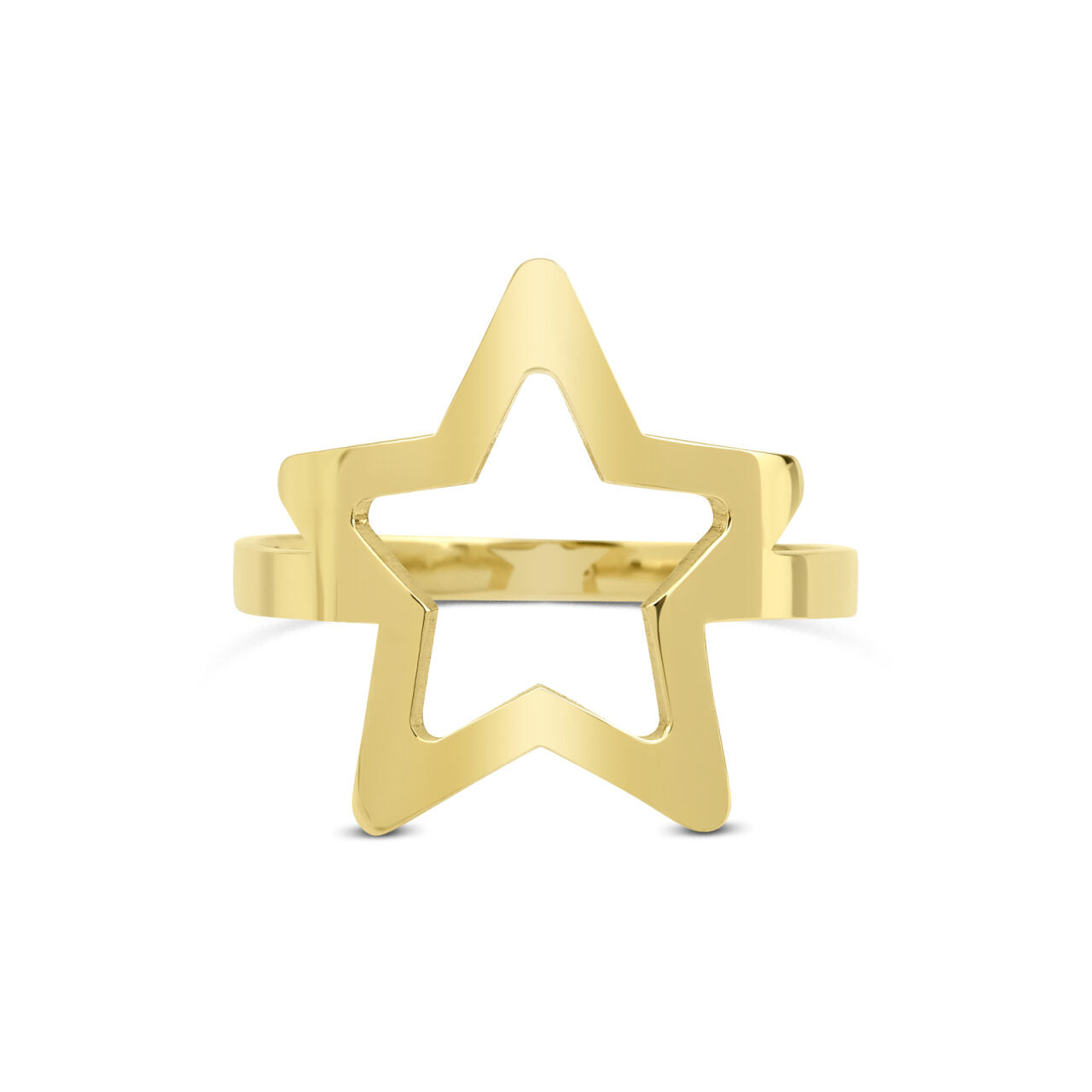 14 karaat gouden ring met een open ster in het ontwerp.