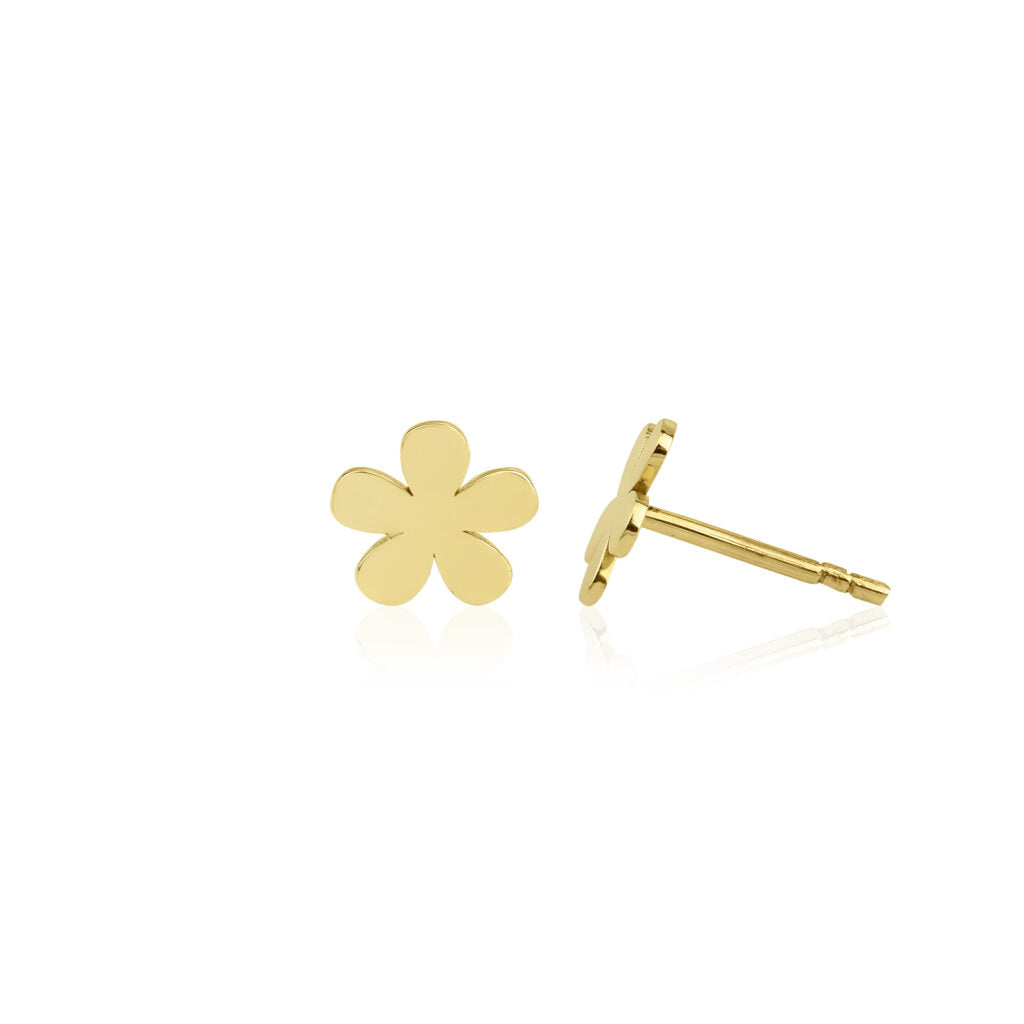 14 karaat gouden oorknop / oorbel met een bloem ontwerp