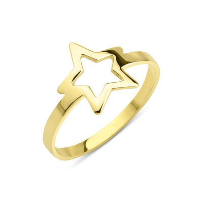 14 karaat gouden ring met een open ster in het ontwerp.