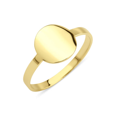 14 karaat gouden ring met een rondje in het ontwerp.