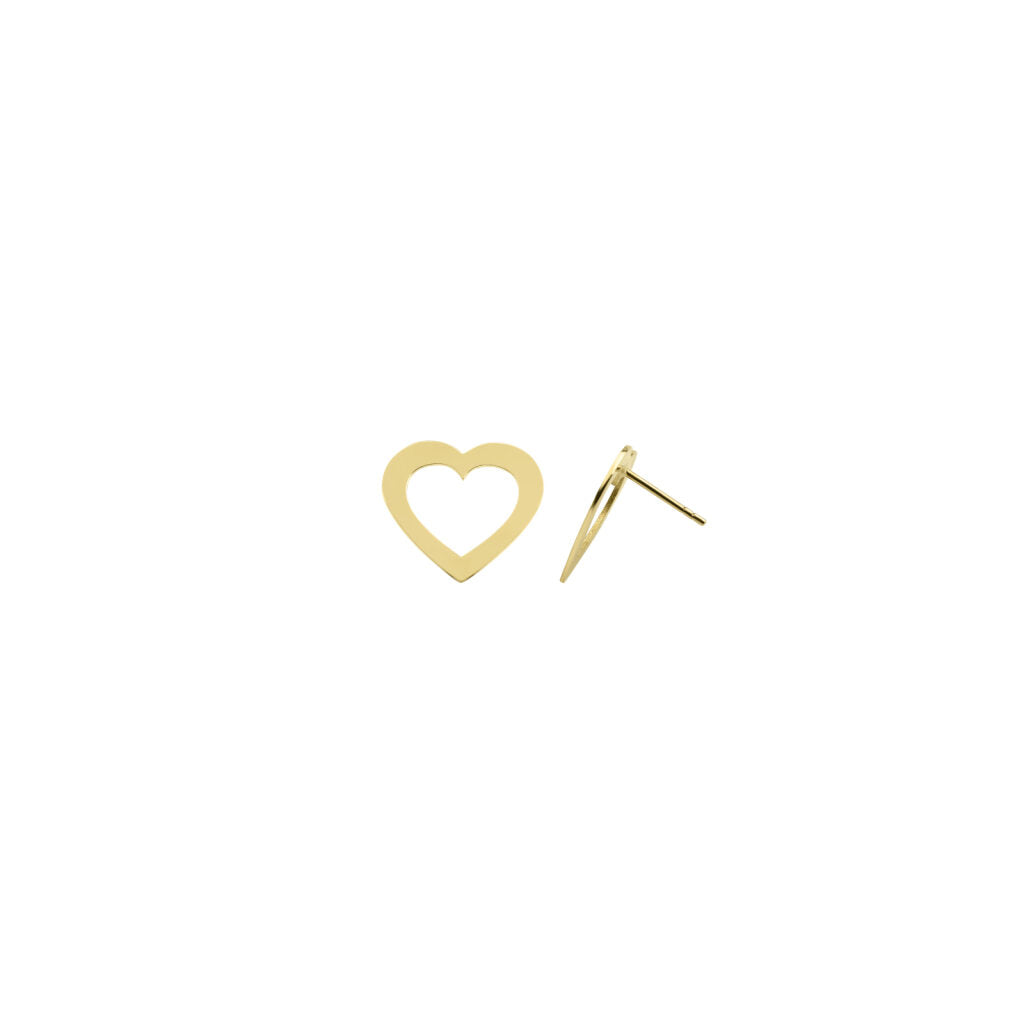 14 karaat gouden oorknop / oorbel met een open hartjes ontwerp