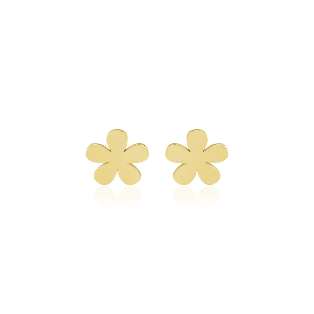 14 karaat gouden oorknop / oorbel met een bloem ontwerp