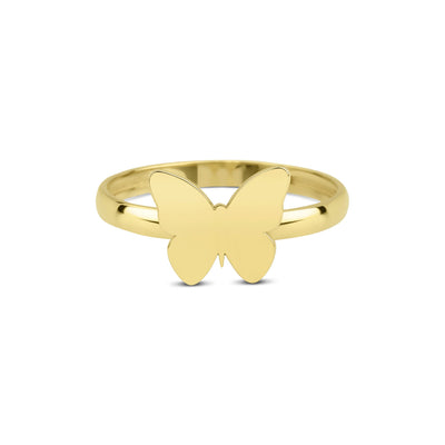 14 karaat gouden ring met een vlinder in het ontwerp.