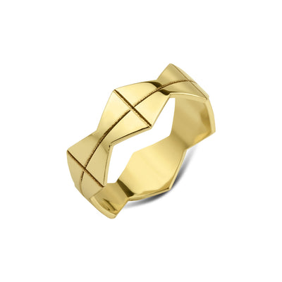 14 karaat gouden ring met ontwerp geinspireerd door een kroon