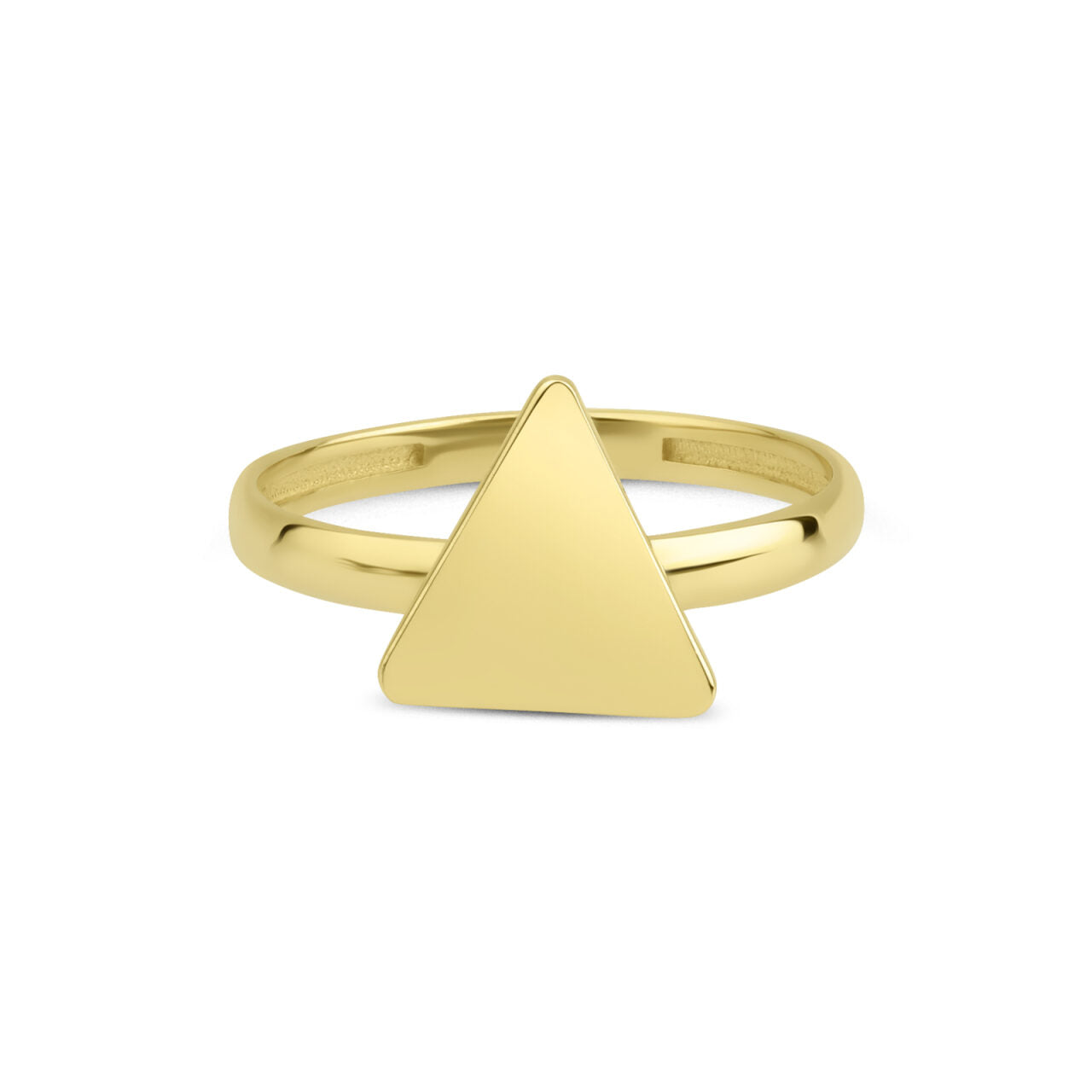 14 karaat gouden ring met een driehoek in het ontwerp.