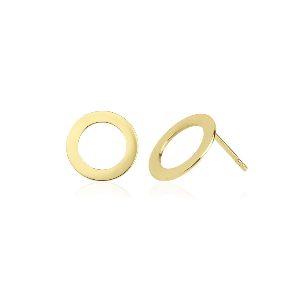 14 karaat gouden oorknop / oorbel met een open rondjes / cirkel ontwerp