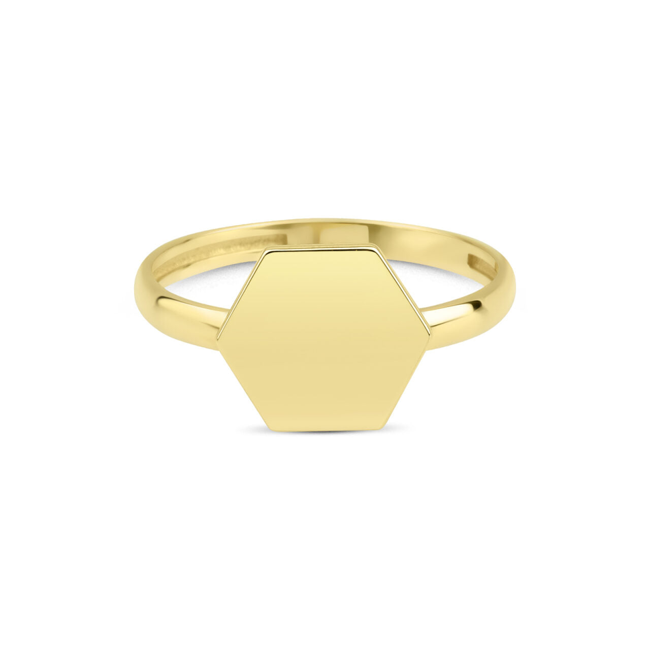 14 karaat gouden ring met een zeshoek in het ontwerp.