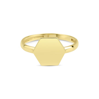 14 karaat gouden ring met een zeshoek in het ontwerp.